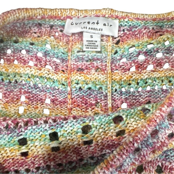 Current Air rainbow crochet knit short-sleeve sweater. - Picture 5 of 6